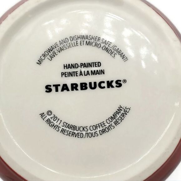Starbucks 2011 Seasoning Scents White & Cranberry Hand Painted Leaf Print Mug - Picture 9 of 9